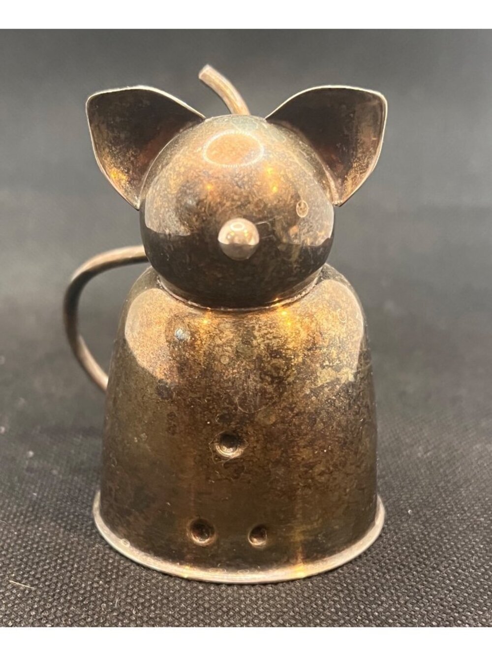 Vintage 1964 Napier Fat Cat Jigger #234 Silverplate 1 Oz Figural Barware Bertoll